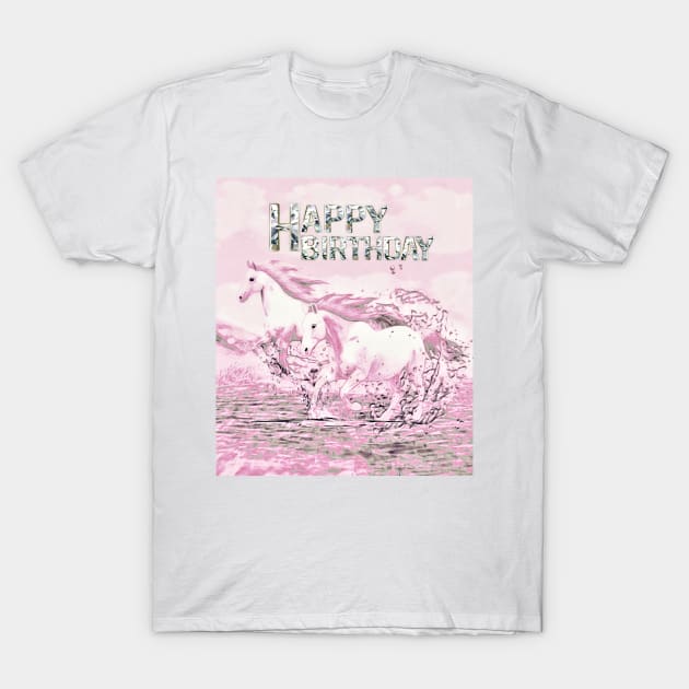 Angelic Horses Birthday Greeting T-Shirt by KC Morcom aka KCM Gems n Bling aka KCM Inspirations